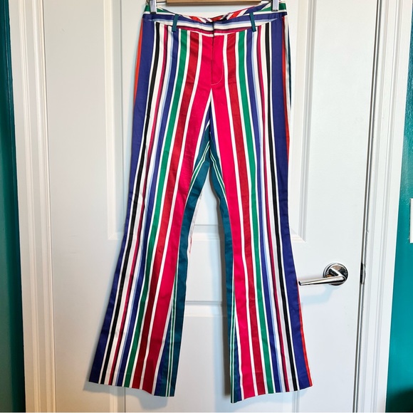 PINK TARTAN Multi Coloured Striped Flare Pants - Picture 2 of 4